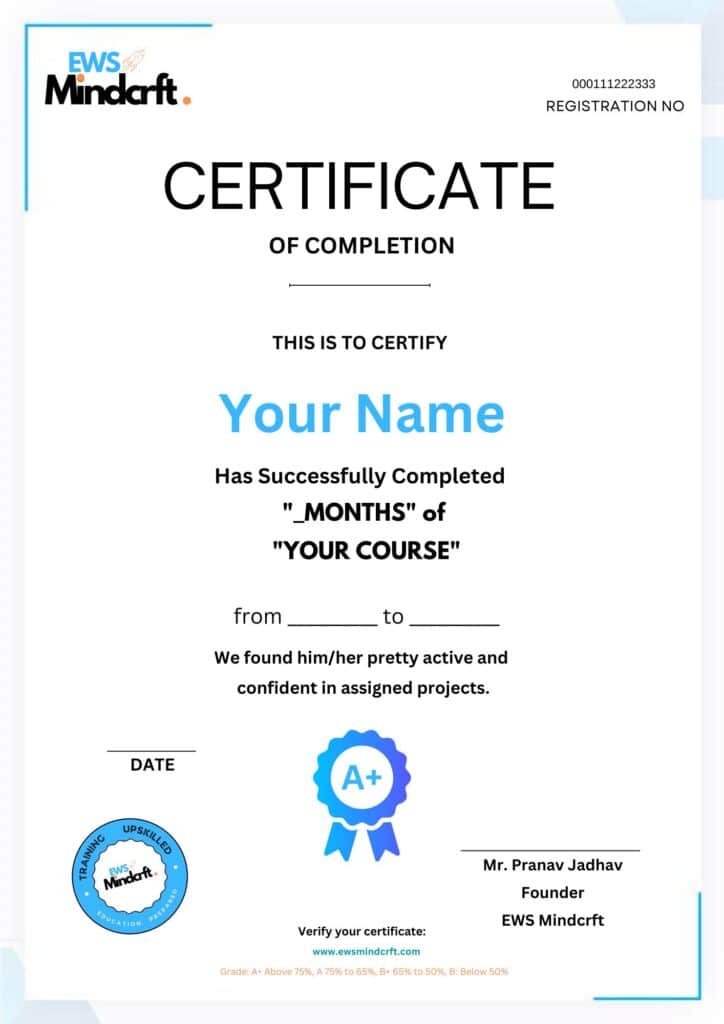 EWS Mindcrft Certificate